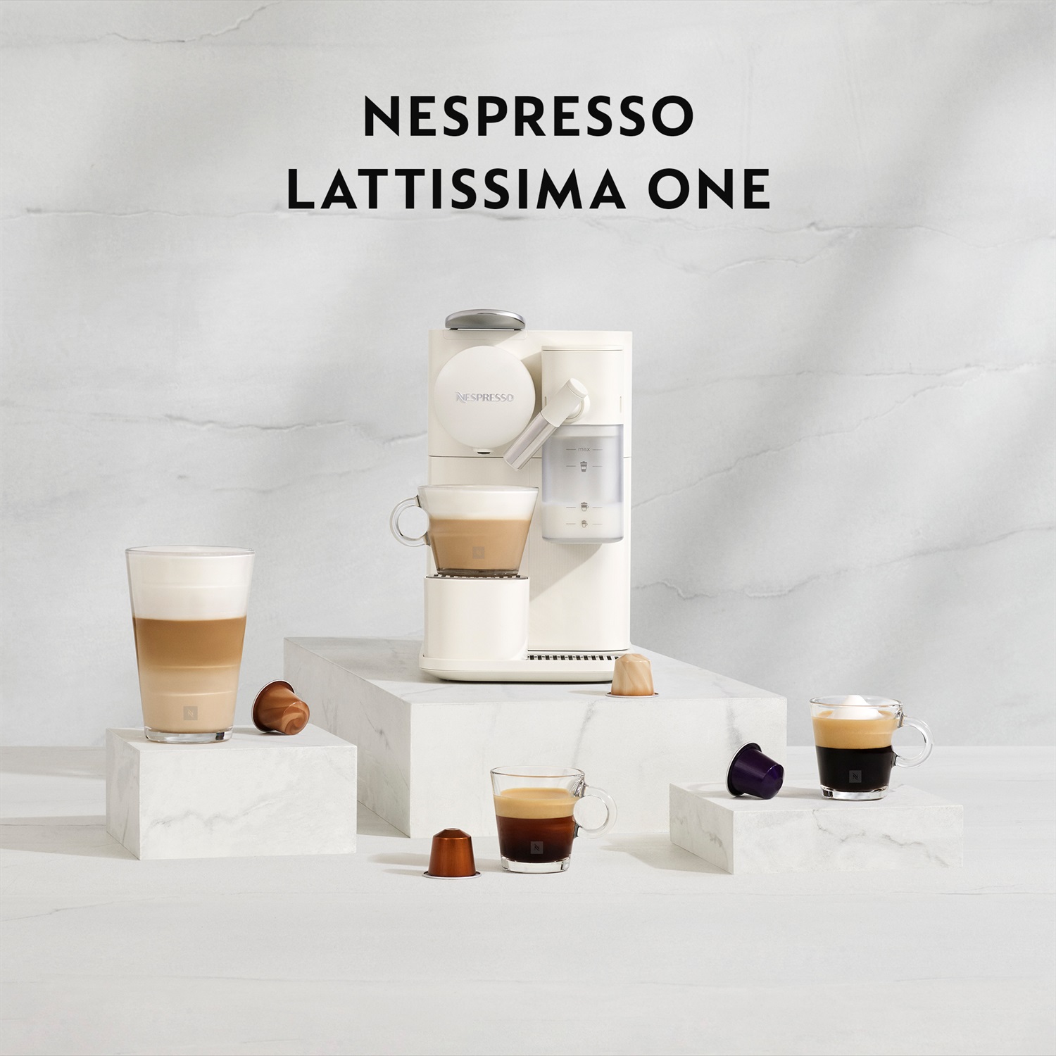 De'Longhi Lattissima One EN510.W - Macchina per Espresso Automatica 1L, Capsule Nespresso, 1400W, Bianco