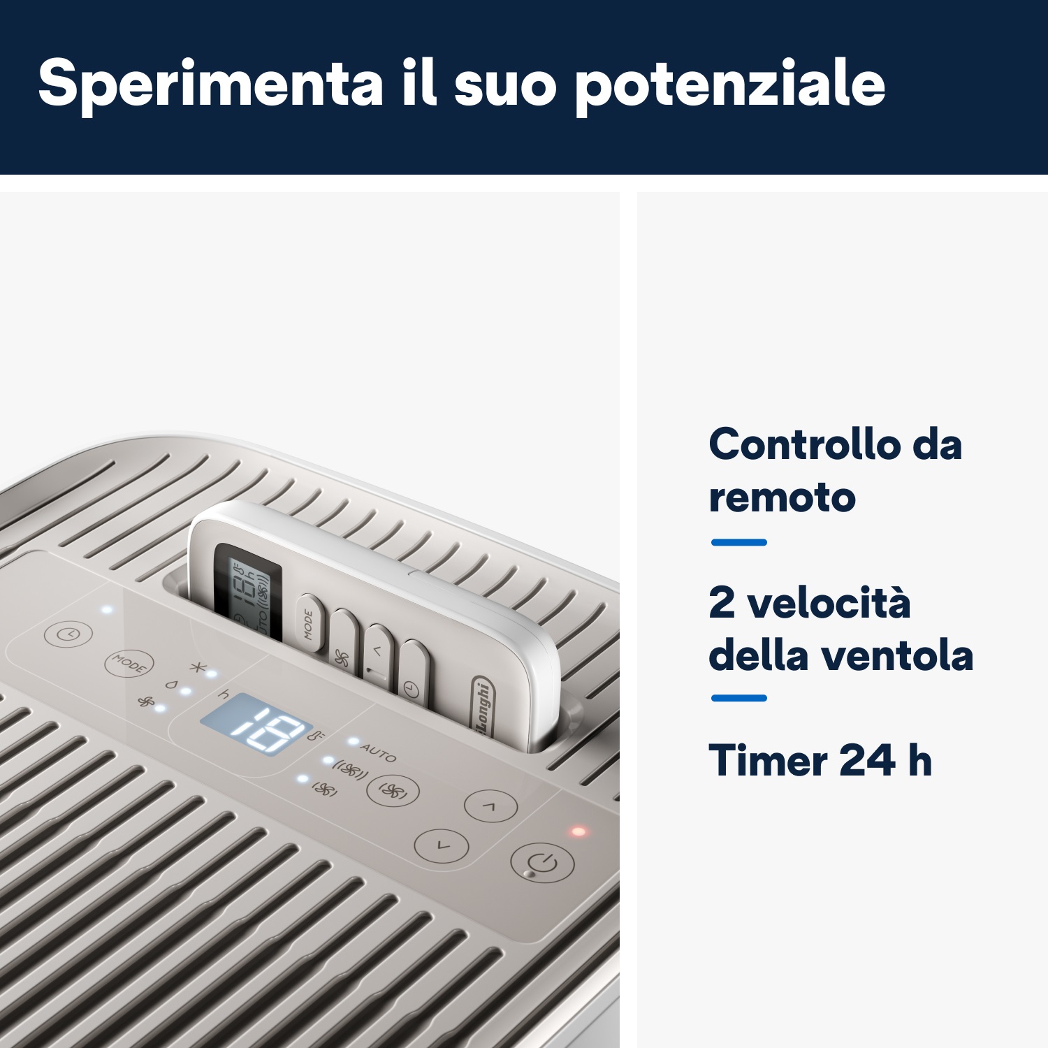 De’Longhi Climatizzatore portatile ES72 Classic 8300 BTU, Classe A, Consumo 0,8 kWh, Potenza 808 W