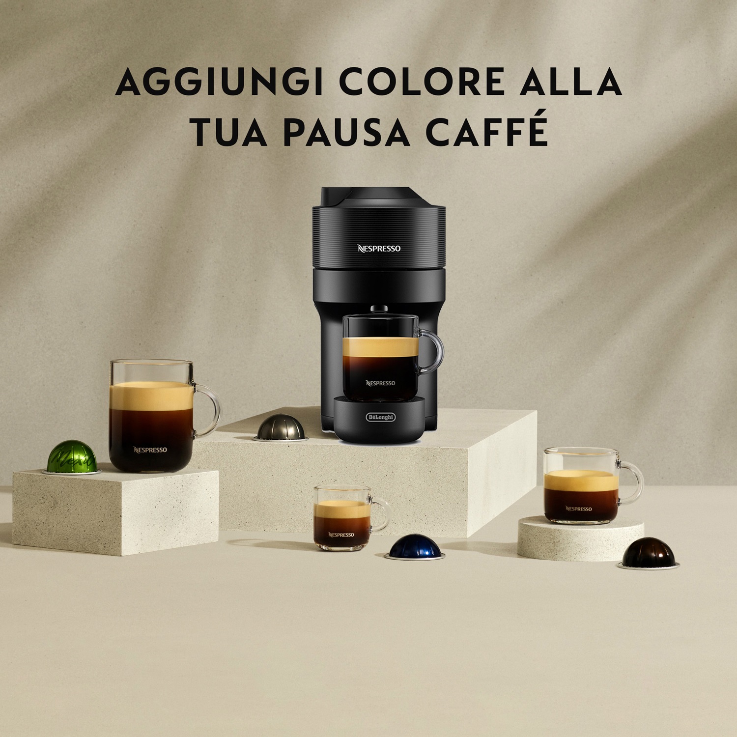 De'Longhi ENV90.B Nespresso Vertuo Pop - Macchina per Caffè a Capsule con Tecnologia Centrifusion, 4 Formati in Tazza, Capacità 0,56 L, Potenza 1260 W, Colore Nero