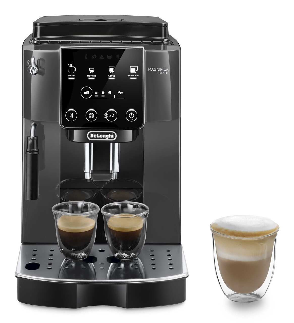 De'Longhi Magnifica Start ECAM220.22.GB Macchina da caffè automatica con macinatore integrato, serbatoio da 1,8 L, potenza 1450 W, colore Nero/Grigio
