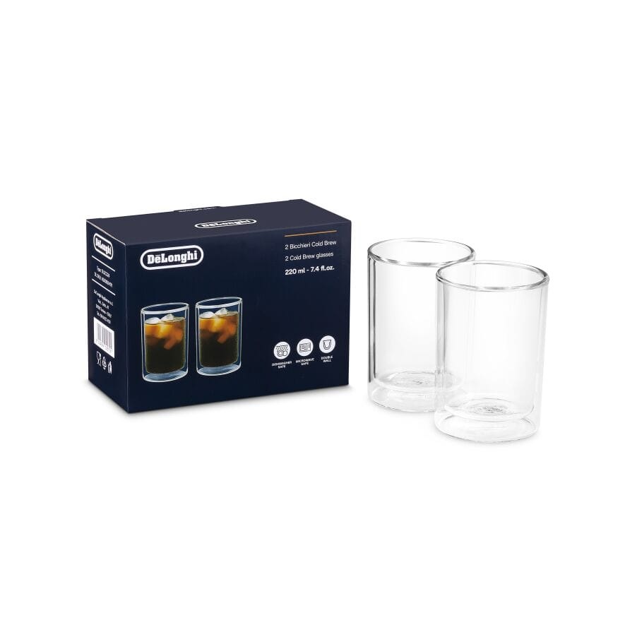 De'Longhi Bicchieri Termici a Doppia Parete in Vetro Borosilicato, Set di 2 da 220ml, Confortevoli e Lavabili in Lavastoviglie