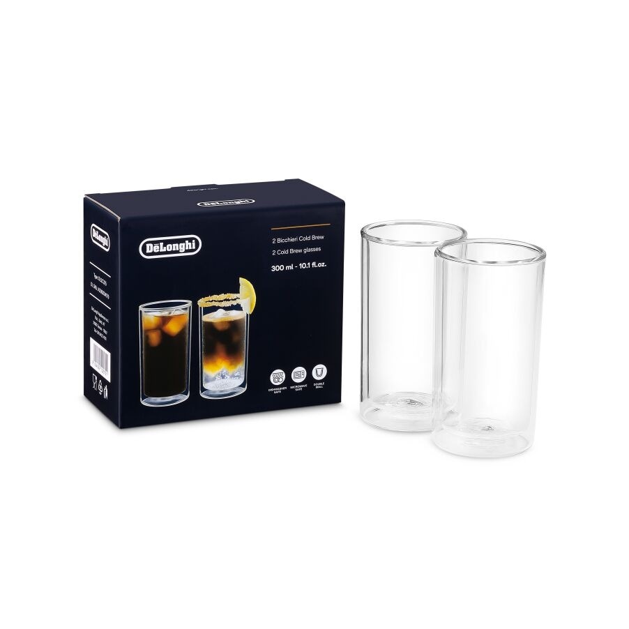 De'Longhi Bicchieri Termici a Doppia Parete in Vetro Borosilicato, Set di 2 da 300ml, Lavabili in Lavastoviglie