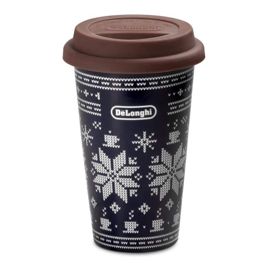 De'Longhi DLSC076 Tazza Termica 300 ml in Ceramica a Doppia Parete con Tappo Antiscivolo per Drink Caldi e Freddi