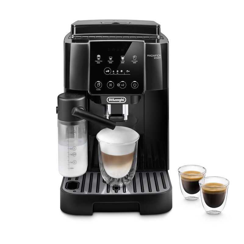 De'Longhi Magnifica Start ECAM220.60.B - Macchina Automatica per Caffè in Chicchi, Cappuccino con Caraffa Montalatte Automatica, 4 Bevande Dirette, Pannello Comandi Retroilluminato, 1400 W, 15 Bar, Nero