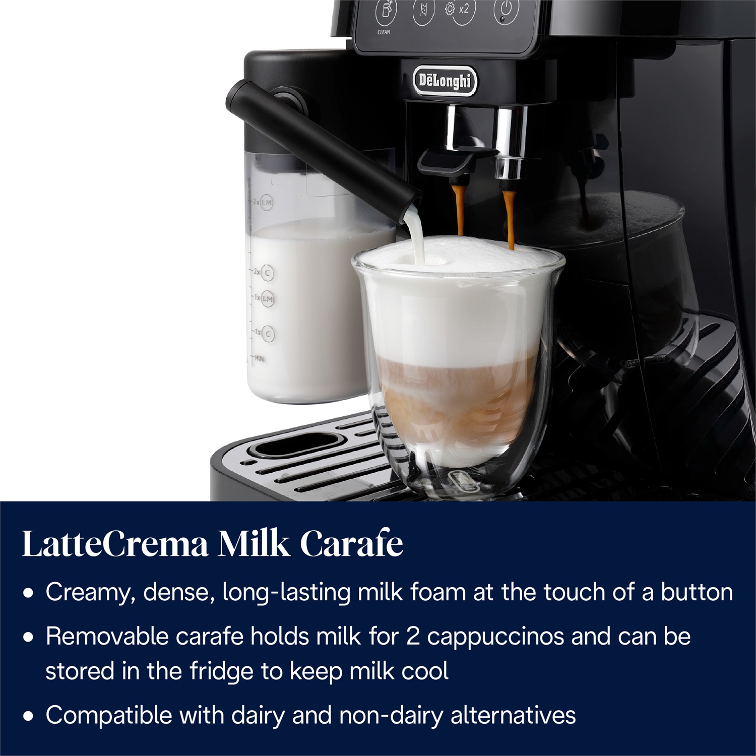 De'Longhi Magnifica Start ECAM220.60.B - Macchina Automatica per Caffè in Chicchi, Cappuccino con Caraffa Montalatte Automatica, 4 Bevande Dirette, Pannello Comandi Retroilluminato, 1400 W, 15 Bar, Nero