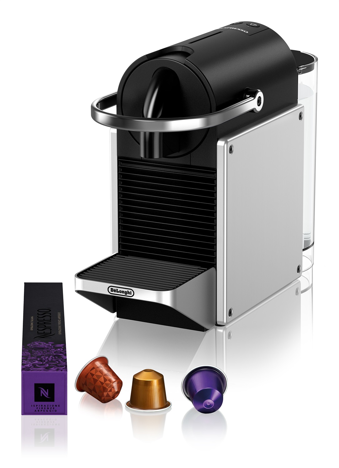 De'Longhi Pixie EN127.S - Macchina per Caffè Automatica a Capsule Nespresso, 1 L, 1260 W, Pressione 19 bar, Colore Argento e Nero