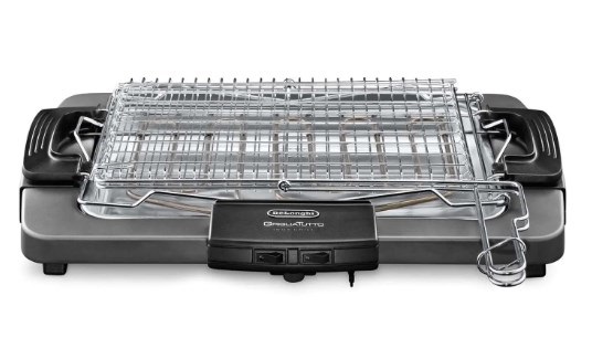 De'Longhi BQ 80.X Barbecue Elettrico da Tavolo Grigio 2450W con Doppia Griglia Girevole e Piastra Antiaderente