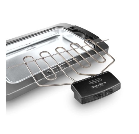 De'Longhi BQ 80.X Barbecue Elettrico da Tavolo Grigio 2450W con Doppia Griglia Girevole e Piastra Antiaderente