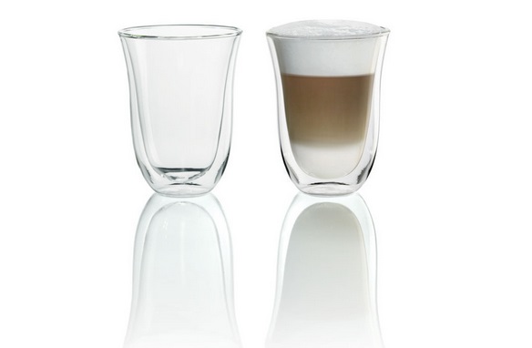 De'Longhi 5513214611 Bicchieri da Caffè in Vetro Borosilicato Trasparente Set di 2 da 220 ml