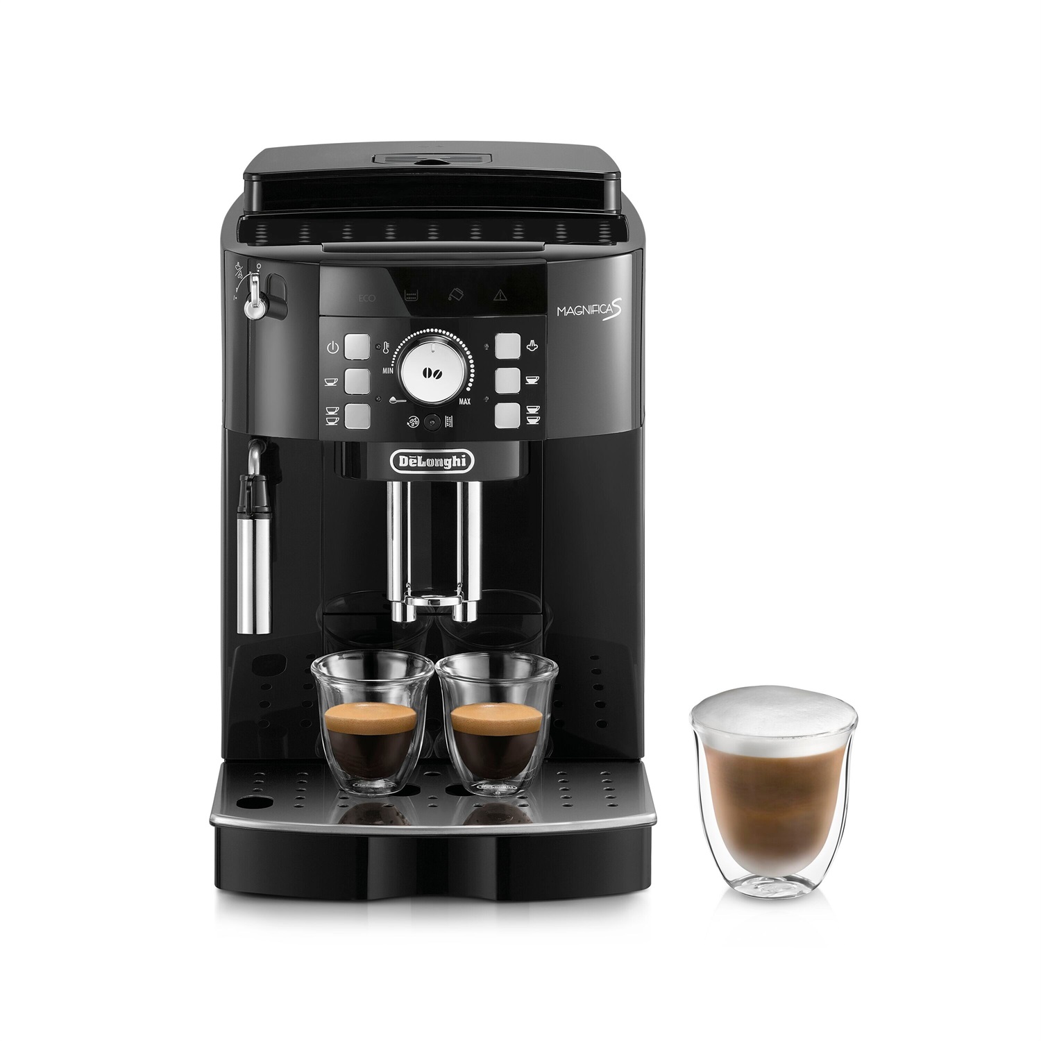 De’Longhi Magnifica S - Macchina Automatica per Caffè in Chicchi con Cappuccinatore Manuale, 2 Bevande, Nero (ECAM21.110.B)