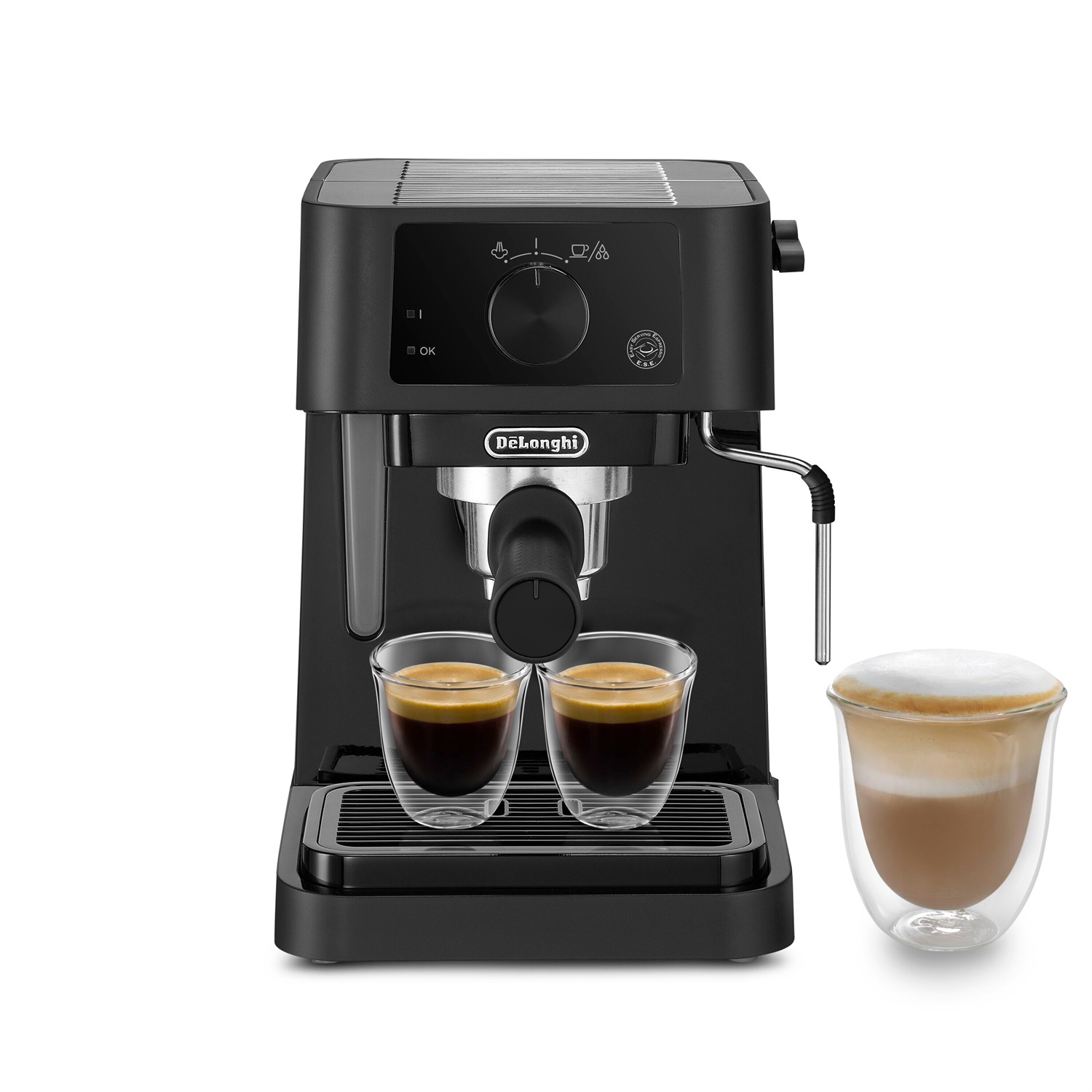 De'Longhi Stilosa EC235.BK Macchina per Espresso 15 Bar, 1 L, 1100 W, Nero, Cialde e Caffè Macinato