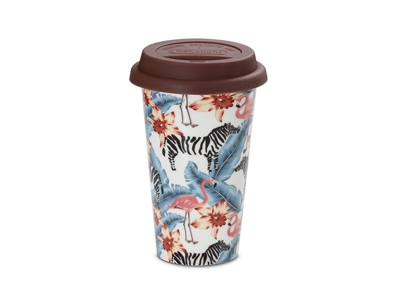 De'Longhi DLSC067 Tazza Termica in Ceramica a Doppia Parete, 300 ml, Design Elegante con Custodia Antiscivolo