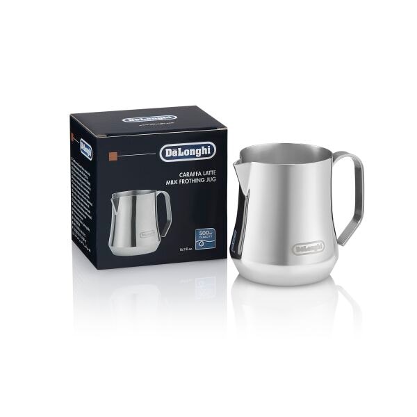De'Longhi Caraffa Montalatte in Acciaio Inossidabile da 500 ml con Comoda Impugnatura per Cappuccino e Caffelatte