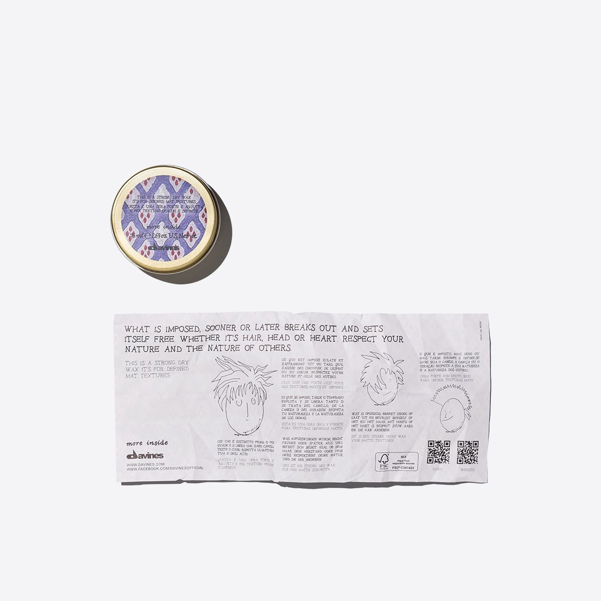 Davines More Inside Strong Dry Wax Cera per capelli 75 ml - Tenuta Extra Forte, Effetto Opaco e Definito