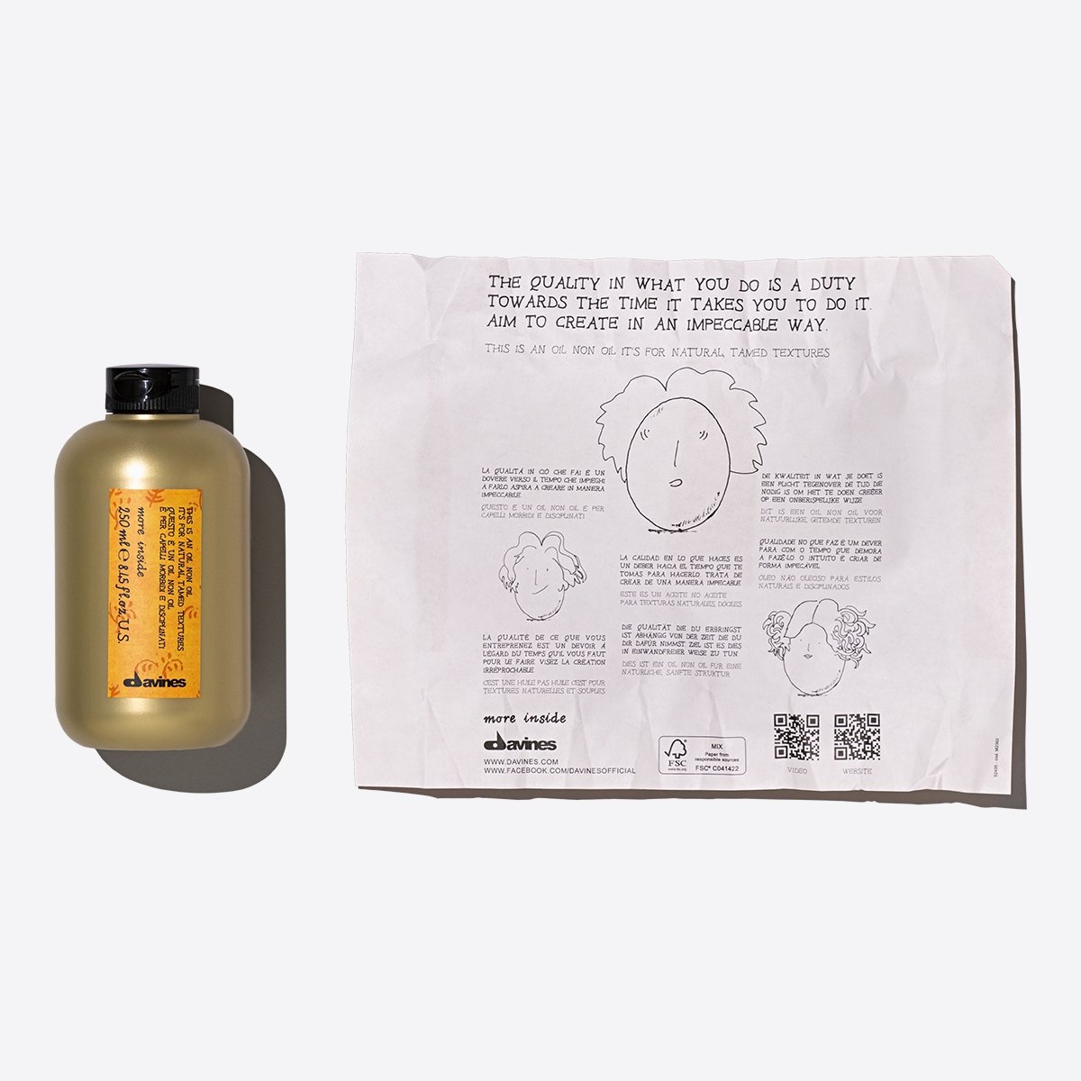 Davines More Inside Oil Non Oil Gel Fluido Anti-Crespo 250 ml - Idratante e Senza Parabeni