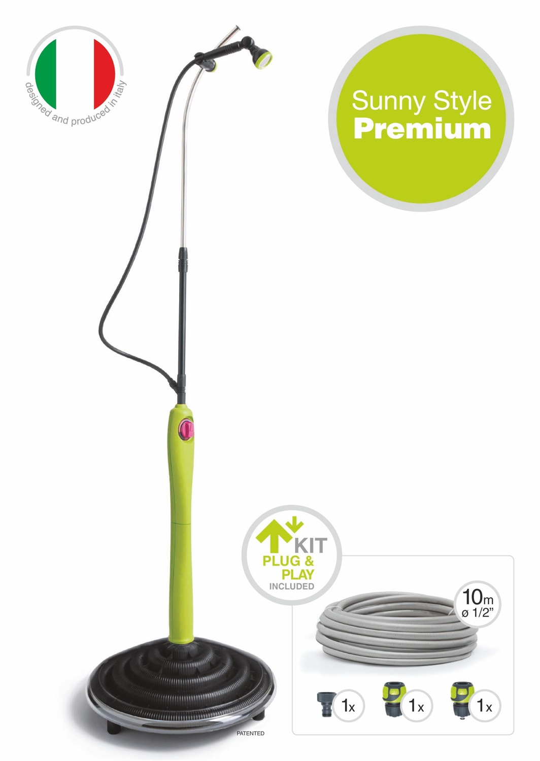 G.F. GARDEN Doccia Solare Sunny Style Premium - Verde Lime, con Miscelatore per Acqua Calda e Fredda, Altezza Regolabile, Ideale per Giardino e Campeggio