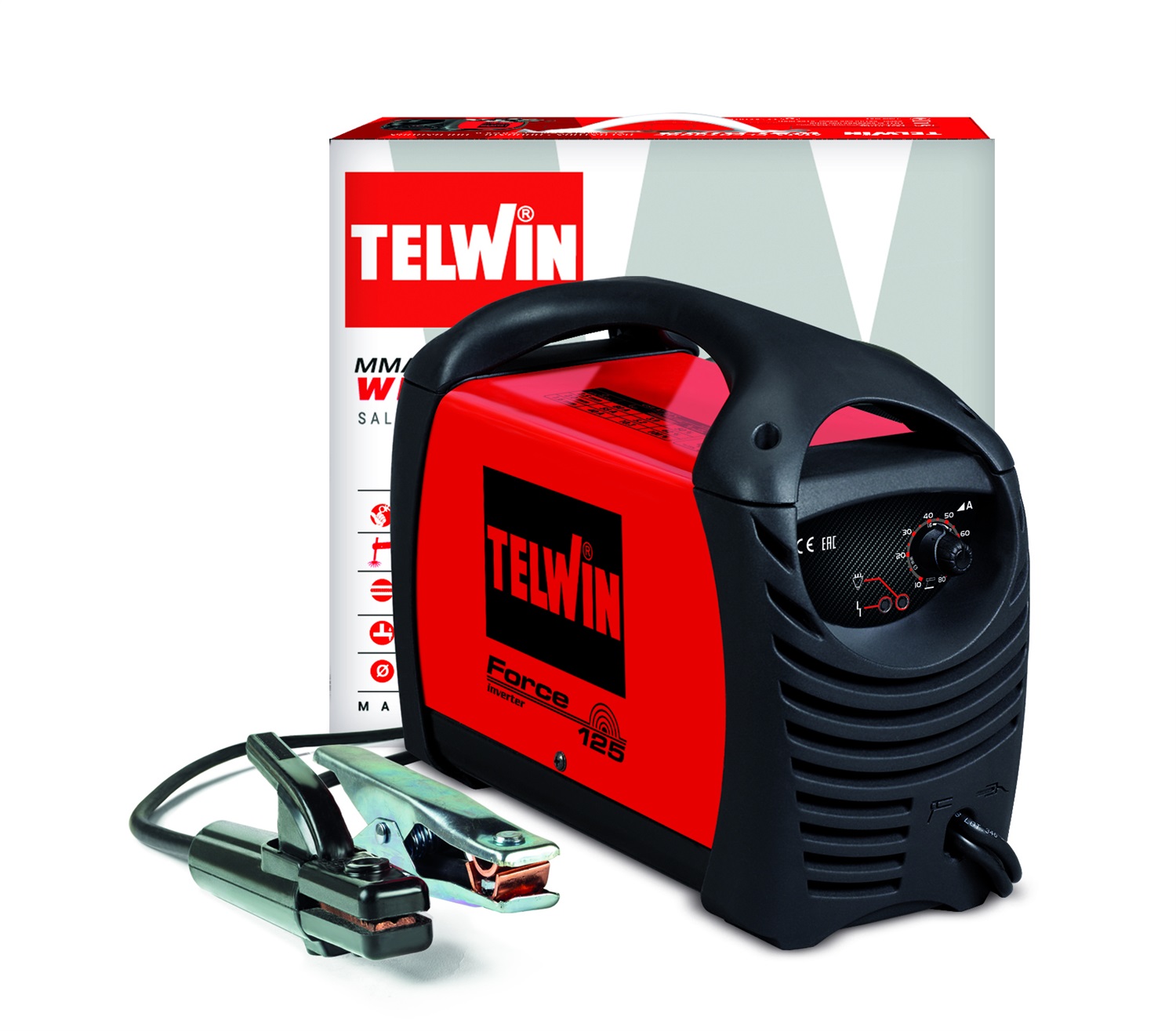 Telwin Force 125 - Saldatrice Inverter MMA ad Elettrodo, Corrente Continua (DC), Monofase, 10-80A