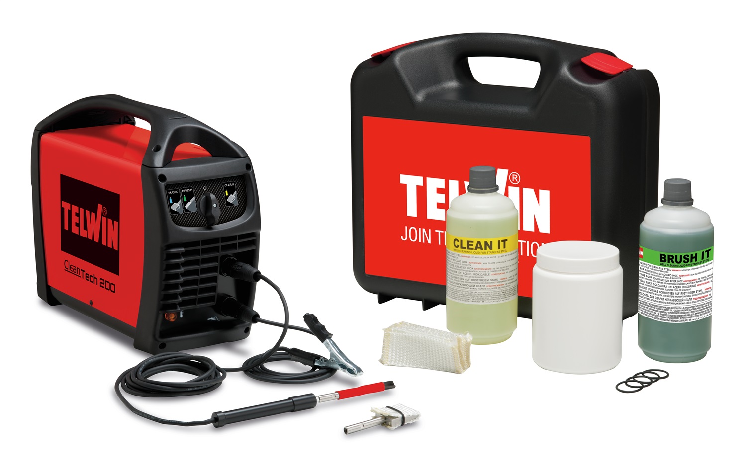 Telwin Cleantech 200 - Sistema di Pulizia per Saldature TIG e MIG su Acciaio Inox con Kit incluso - 230V