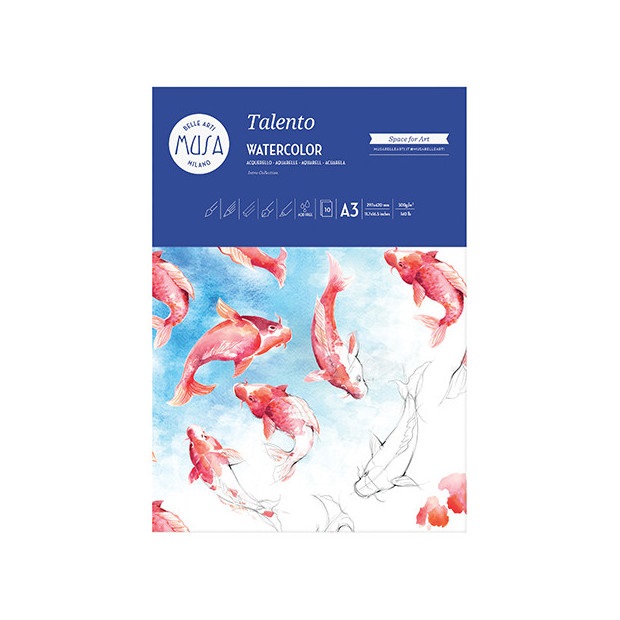 CWR Talento Blocco per Acquerello A3 - 300 g/m² - 10 Fogli - 100% Cellulosa, Privo di Acidi