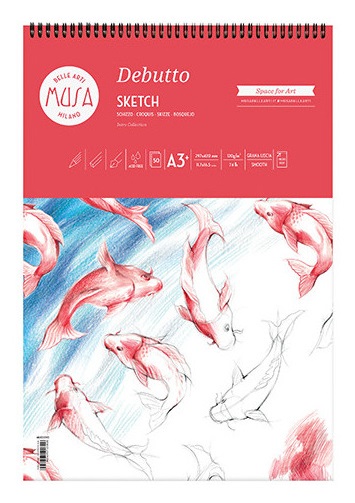 Musa Debutto Blocco Schizzi A3 - 29,7 x 42 cm - 120 g/m² - 50 Fogli - Carta Liscia