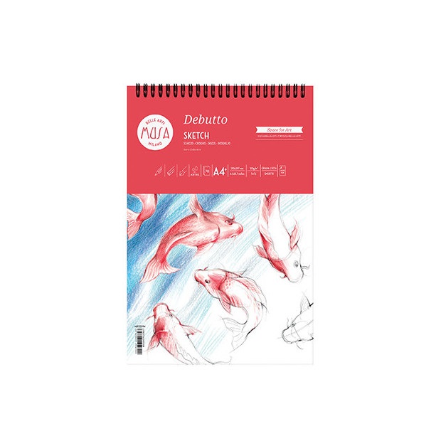 MUSA Blocco Schizzi Debutto A4 - 120 g/m² - 70 Fogli - Bianco - Grana Liscia