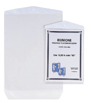 Sei Rota Buste Porta Avvisi Appendicartello in PVC - 23 x 33 cm - Conf. 10 Pezzi - Protezione da Polvere e Umidità