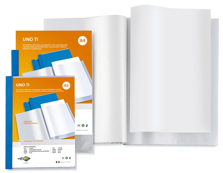SEI ROTA Portalistini Personalizzabile Uno TI - Polipropilene (PP) Buccia - 24 Buste A4 Blu - 22x30 cm