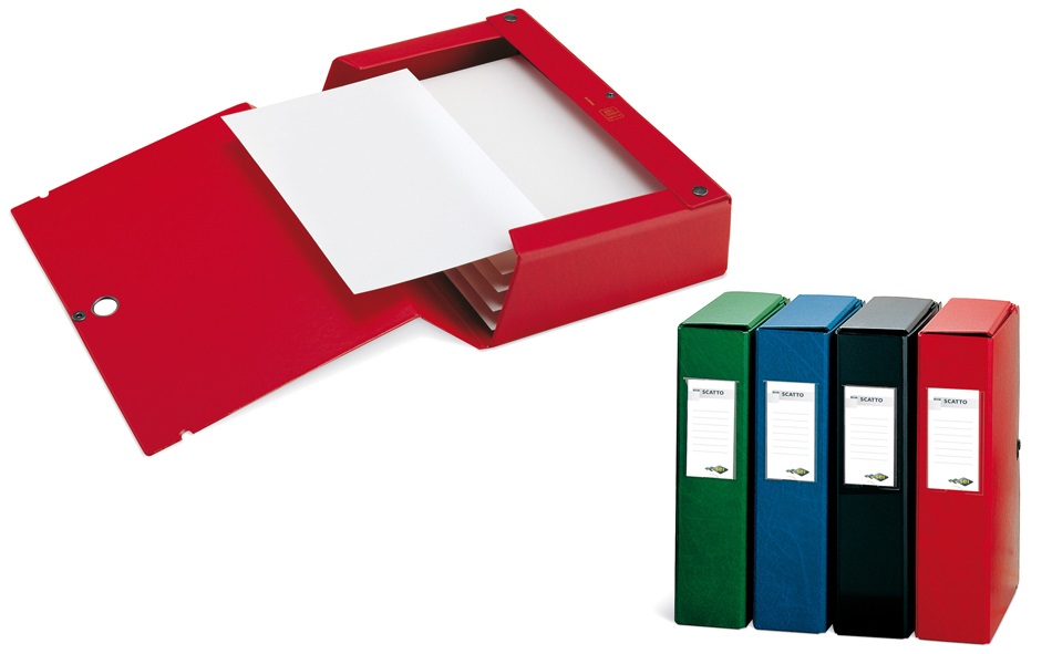 Sei Rota Scatto Cartella Portaprogetti Rosso PVC - Dorso 4 cm, 26x36 cm, Chiusura a Tre Lembi con Bottone