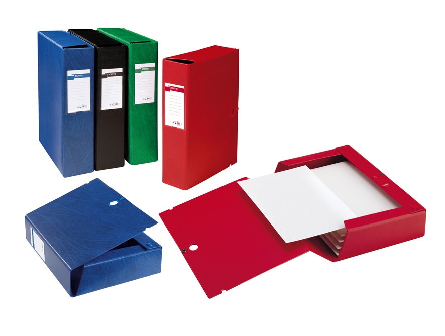 Sei Rota Scatola Archivio Scatto 60 - 25 x 35 cm - Nero - Dorso 6 cm - Chiusura a Tre Lembi