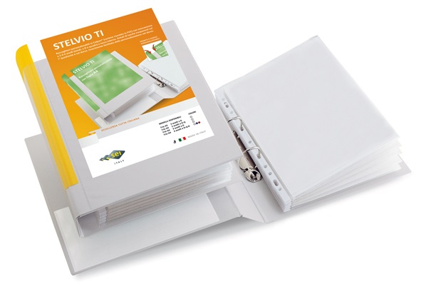 SEI ROTA Raccoglitore personalizzabile Stelvio TI A4 - 2 anelli a D 40 mm - bianco - dorso 5,5 cm - formato esterno 28,5 x 31 cm
