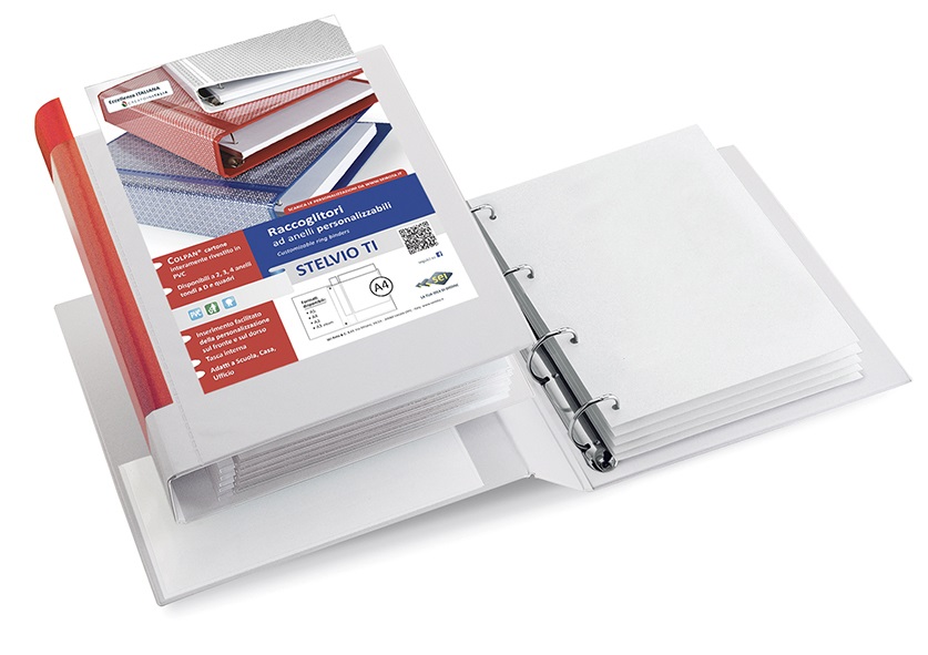 Sei Rota Raccoglitore Personalizzabile Stelvio TI - 4 Anelli Tondi Ø 13 mm - Dorso 2 cm - 22 x 30 cm - Bianco