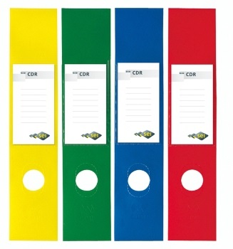 SEI ROTA Copridorso CDR autoadesivo in PVC giallo 7x34,5 cm con porta cartellino ed etichetta intercambiabile - confezione da 10 pezzi