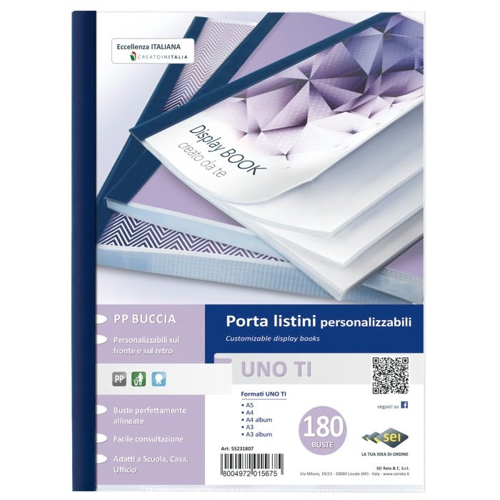 SEI Rota Portalistini personalizzabili Uno TI - 180 buste A4 in Polipropilene buccia blu - 55231807