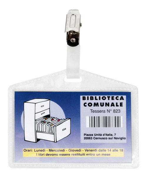 Sei Rota Portanome Pass 3P 9,5x6cm con clip in metallo - senza cartoncino - confezione da 100 pezzi