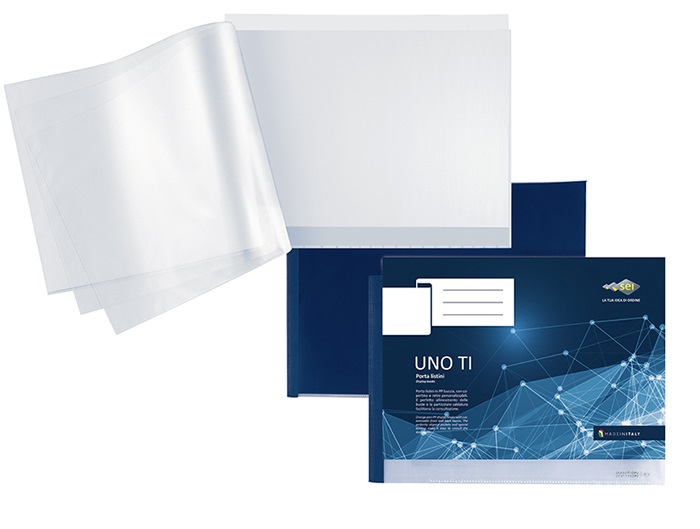 SEI ROTA Portalistini personalizzabili Uno TI - Album 30x22 cm - 24 buste - Blu - Polipropilene a buccia