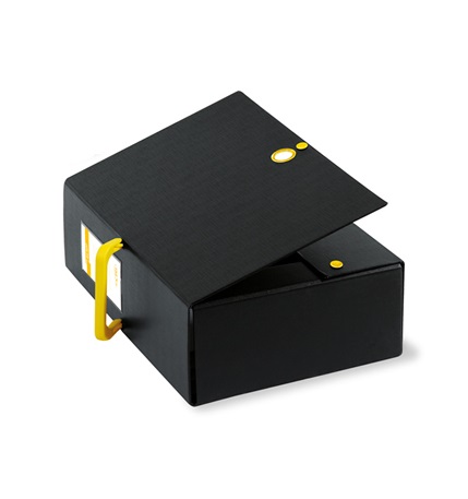 SEI Rota Scatola Archivio Big Next 160 - Nero/Giallo - 25x35 cm - Dorso 16 cm - Cartone Rivestito in PVC