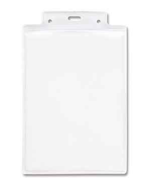 SEI ROTA Porta Badge Rigido Pass 6 S - PVC Trasparente con Rinforzo Colorato, Asola Centrale e Fori per Moschettoni, Confezione da 50