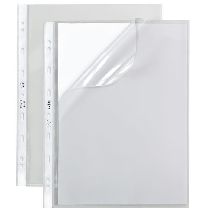 Sei Rota Atla T A Buste A4 in Polipropilene (PP) Liscio con Apertura a L e Foratura Universale - Conf. 25 pz