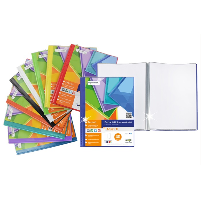 Sei Rota Portalistini Asso TI - Personalizzabile - Polipropilene Liscio - 15 x 21 cm - 100 Buste - Blu