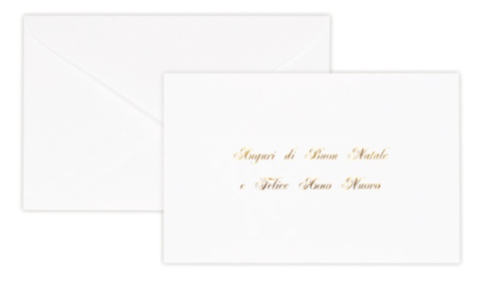 Rex Sadoch Biglietto di Auguri Natale 9x14 cm Bianco con Stampa Oro e Busta - Confezione da 100 Pezzi