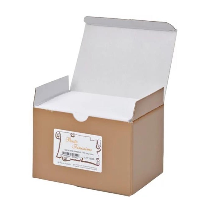 Rex Sadoch Buste Bianche Bristol - 75 x 112 mm - Scatola da 100 pz con Patella e Taglio a Punta