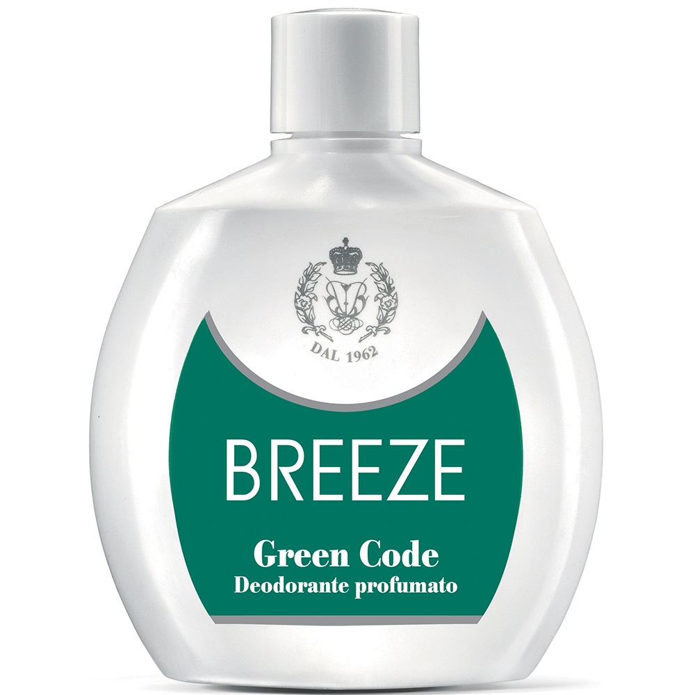 BREEZE Green Code Deodorante Squeeze 100ml - Deodorante profumato a spruzzo con note di Bergamotto, Lavanda, Mandarino e Salvia per Donna