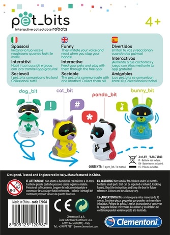 Clementoni Bunny Bit - Robot Educativo per Bambini, Coding per Bambini 4 Anni, Elettronico Parlante, Pet Bits Collezionabili