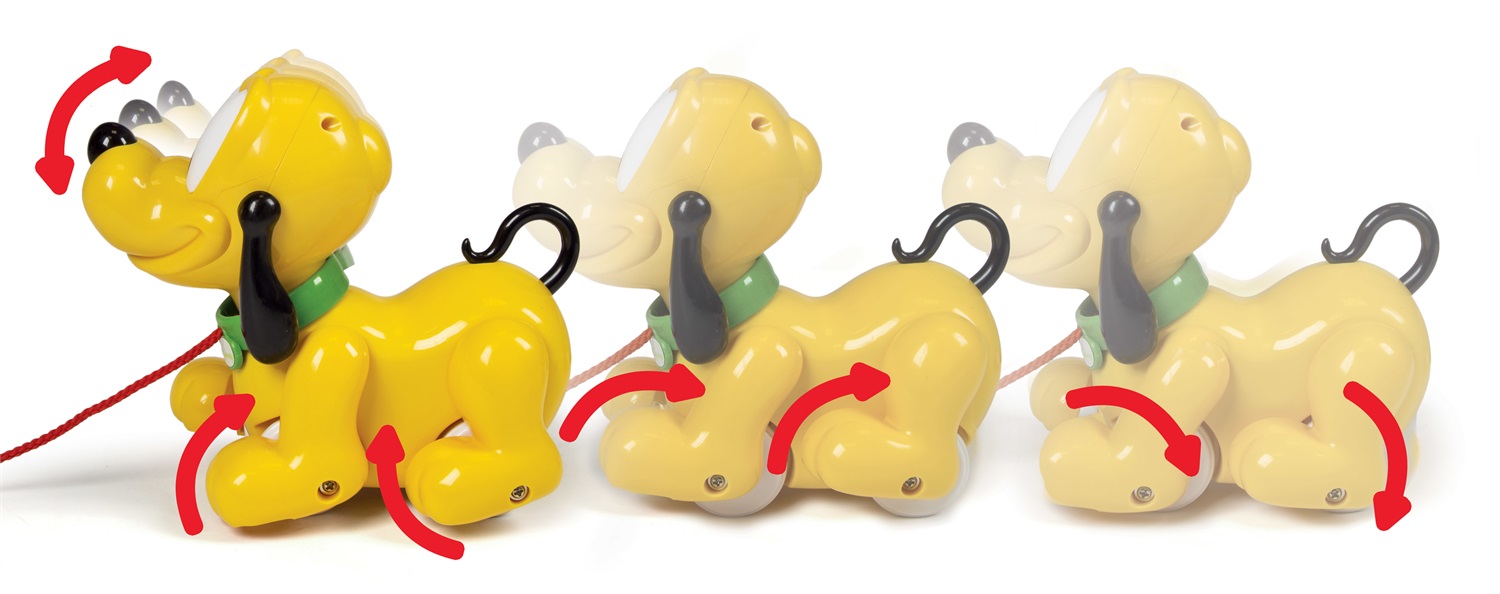 Clementoni Pluto Trainabile - Giocattolo Educativo Multicolore per Bambini da 18 Mesi con Movimento Meccanico e Effetto Sonoro