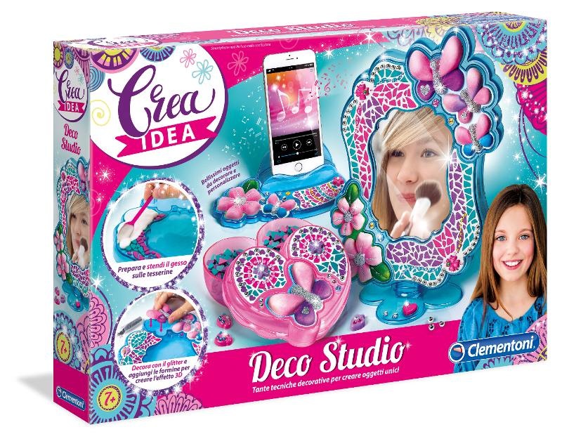 Clementoni Crea Idea Decorazioni 3D - Kit Creativo con Specchiera, Cofanetto a Forma di Cuore e Poggiacellulare da Decorare