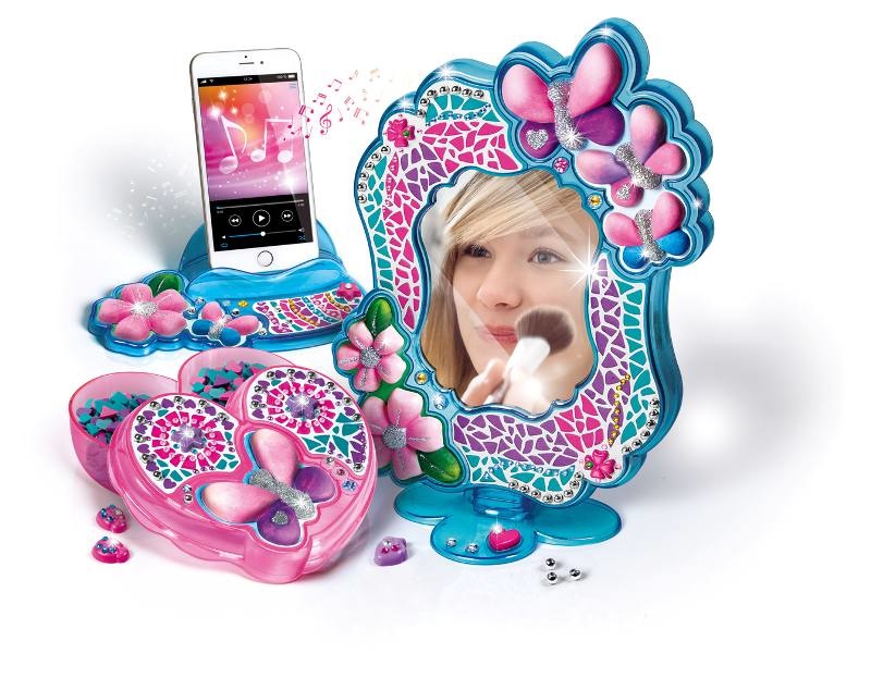 Clementoni Crea Idea Decorazioni 3D - Kit Creativo con Specchiera, Cofanetto a Forma di Cuore e Poggiacellulare da Decorare