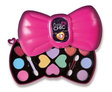 Clementoni Crazy Chic - Trousse Fiocco con Ombretti e Lucidalabbra, Set Trucco per Bambini 6 Anni, Idea Regalo Creativa