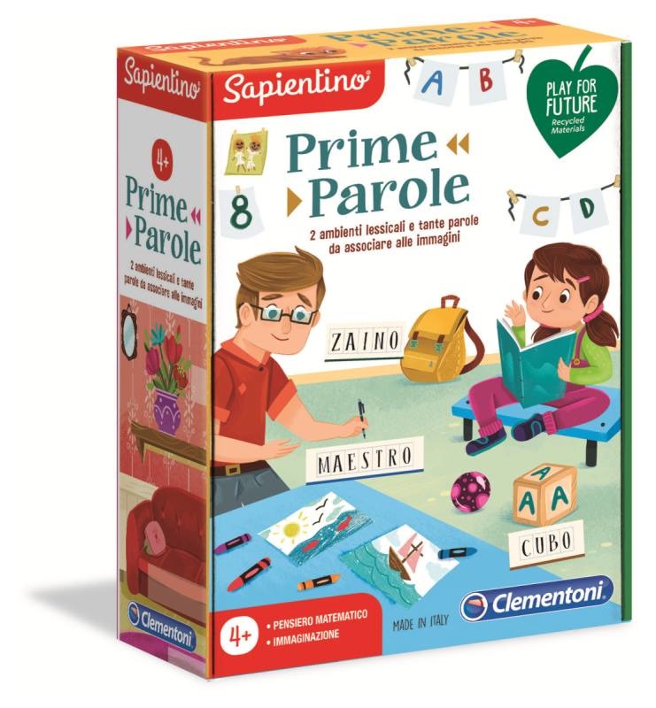 Clementoni - Prime Parole Sapientino - Gioco Educativo per Insegnare le Prime Parole e Sviluppare il Lessico, con 12 Schede Illustrate, Adatto per Bambini di 4 Anni, Made in Italy