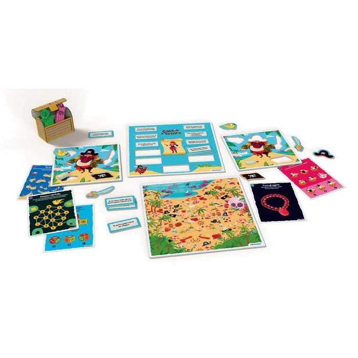 Clementoni Caccia al Tesoro - Gioco da Tavolo Party Game per Bambini 6 Anni, 2-12 Giocatori, Più di 80 Indizi e Indovinelli, Made in Italy