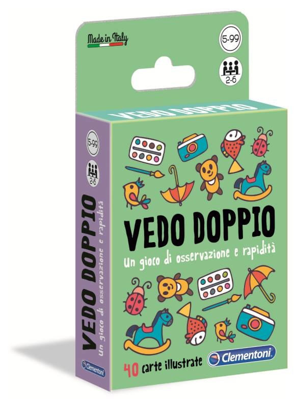 Clementoni Vedo Doppio - Gioco di Carte per Bambini 5 Anni, 40 Carte, 2-6 Giocatori, Made in Italy